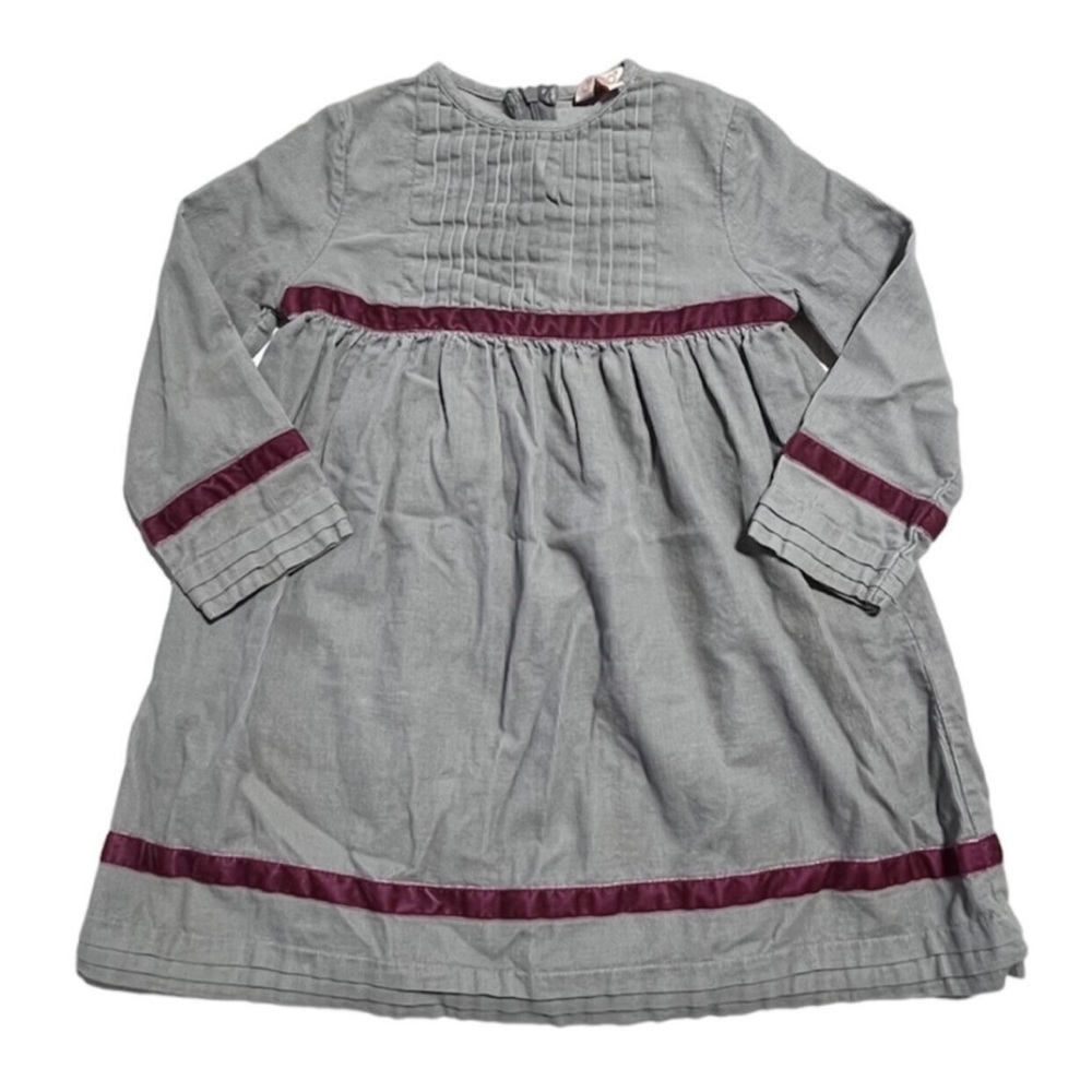 Gocco (Portugal) velvet ribbon trim soft corduroy dress 3-4 years